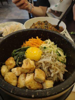 Traditional Bi-Bim-Bob with tofu and egg, steaming hot!!!