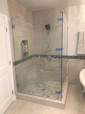 Shower door 3/8 clear tempered glass