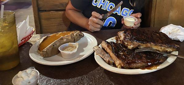 Ribs and loaded sweet potato