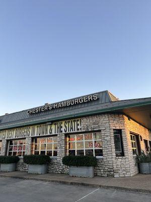 Outside of Chester Burgers in the Golden Hour