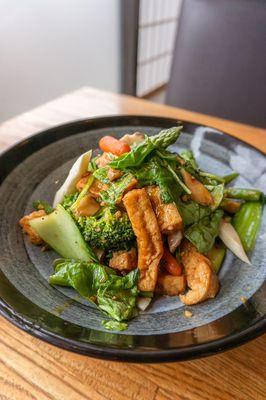 Millennia Veggies - Fresh broccoli, fried tofu, mushroom, string beans, and carrots. Protein add-ons available.