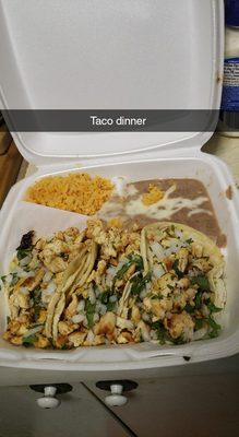 Chicken taco dinner.