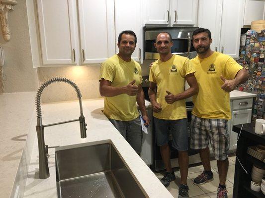 The Brazilian crew who worked on our kitchen:  Leandro, Marcio and Luciano.  Request for their team to come out for the install job.