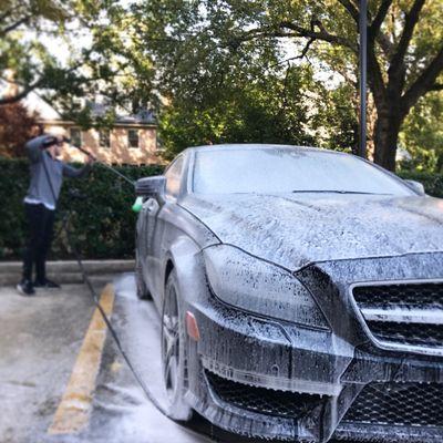 Maintenance wash on A Mercedes CLS63 AMG in Van Ness D.C.