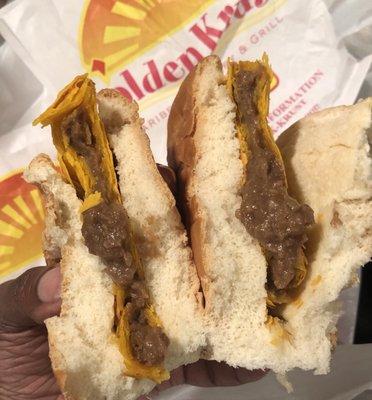 Inside Spicy Beef Patty with Coco Bread