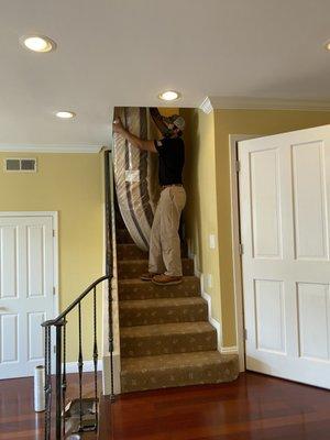 moving a king size mattress down the stairs was no joke