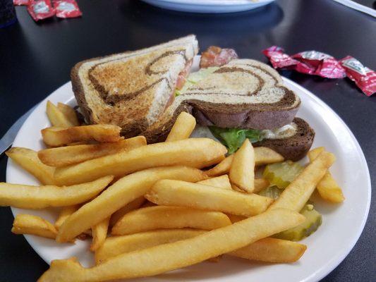 BLT on marble rye, toasted.