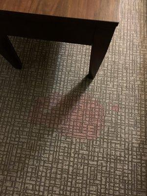 Stained carpet in room 600