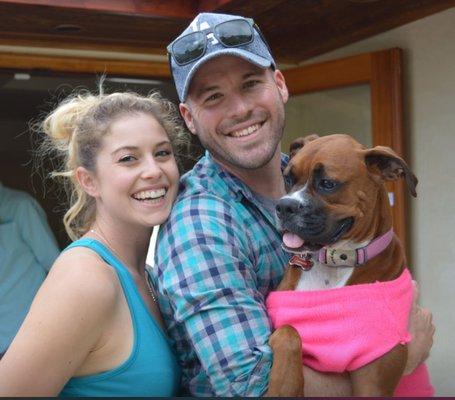 Owner Craig Jones along with his wife Emily and boxer Cam