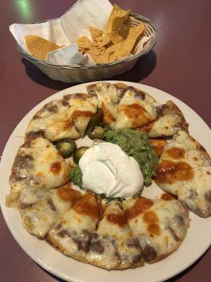 Bean and cheese nachos