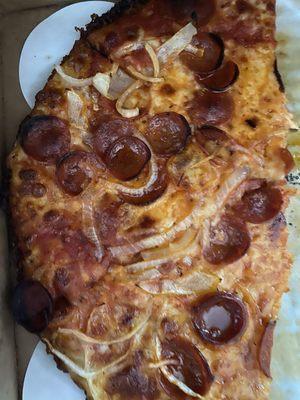 Pepperoni cups and onion rings