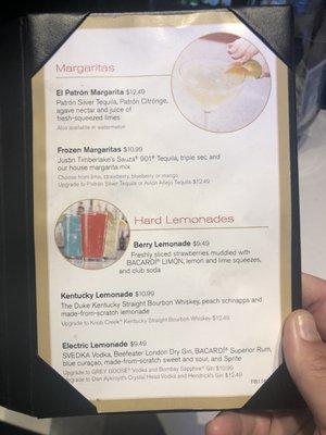 Drink menu