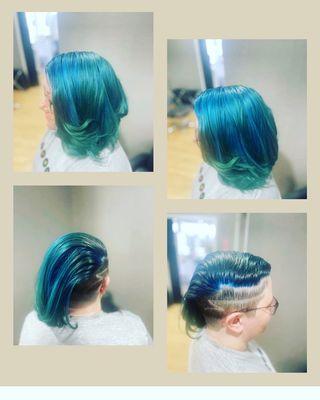 Provided a Color and Undercut with Line design Hair Services