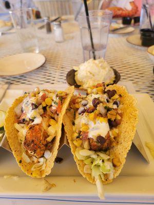 Swordfish Tacos with Homemade Potato Salad and Anchovie Butter