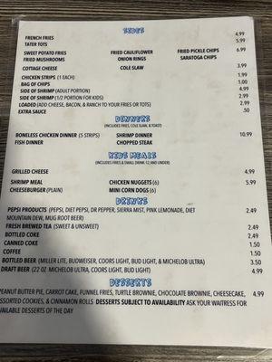 Updated menu