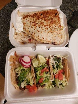 Tacos,  chicken quesidia