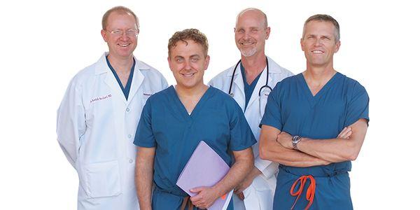 Our orthopedic surgeons: Dr. Keith Birchard, Dr. Keith Anderson, Dr. Michael Dujela, and Dr. Scott Slattery.