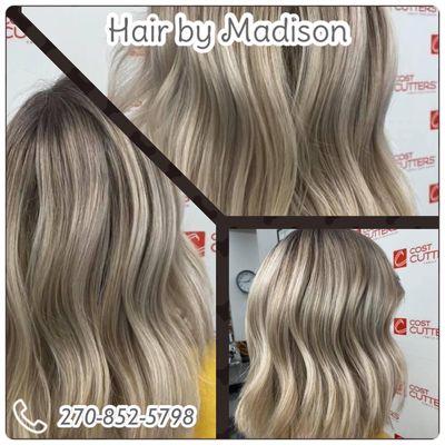 Fresh, Spring Blonde Look by our Madison!!  Call today and let her design your new you!!