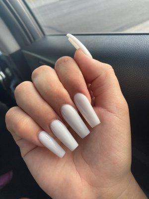 Nails with white powder