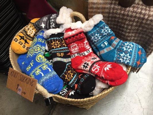 Fuzzy socks in colors that rep your favorite sports teams!