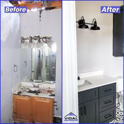 Dramatic restoration of a home affected by a fire loss. #bathroomreno #bathroomrenovation #bathroomrenovations #bathroomrenos