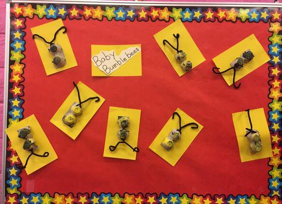 Our preschoolers enjoyed making Baby Bumble Bees are they began learning about bugs and crawly things!