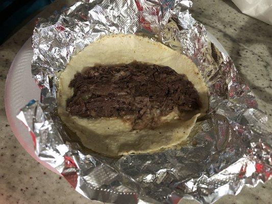 Barbacoa taco barely anything in this taco and it's almost $4 a taco!!