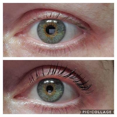 Eyelash tint and lift.  Lasts 6-8 weeks.