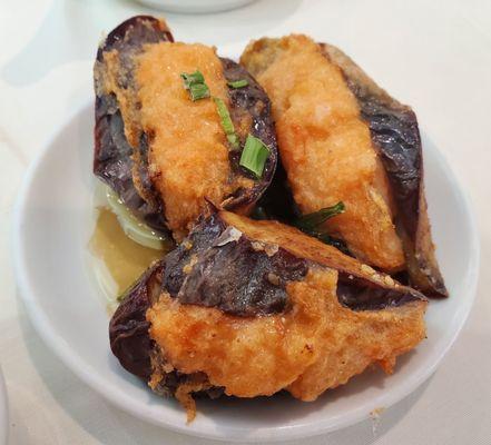 Eggplant stuffed with shrimp