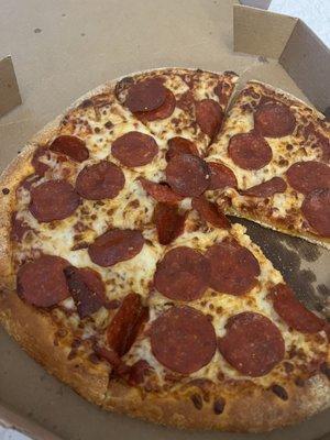 Pepperoni pizza with extra sauce