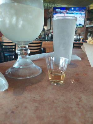 That  looks like a third of a shot to me but what do I know.   Margarita not much of a Meltdown