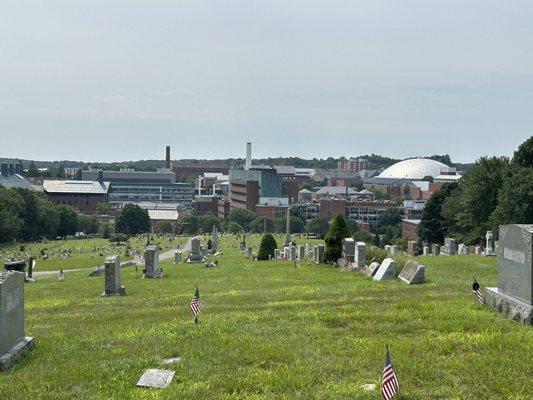 View from the top of historic cemetery.