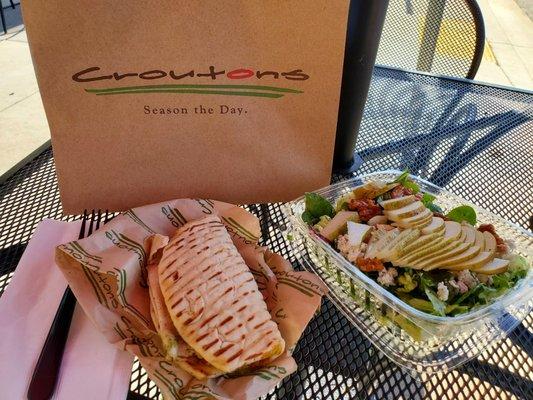 Half Turkey Artichoke Sandwich & Small Pear and Blue Cheese Salad