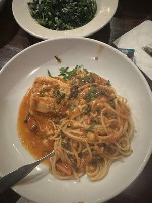 Pasta with salmon and shrimp