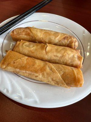 Egg roll!  Crisp, hot and delicious.  The serving is four but my hubby grabbed one before I could take the pic