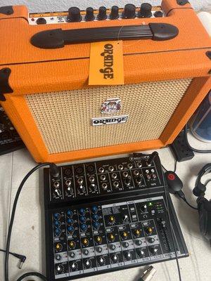 Orange Amp and a Mackie mixer