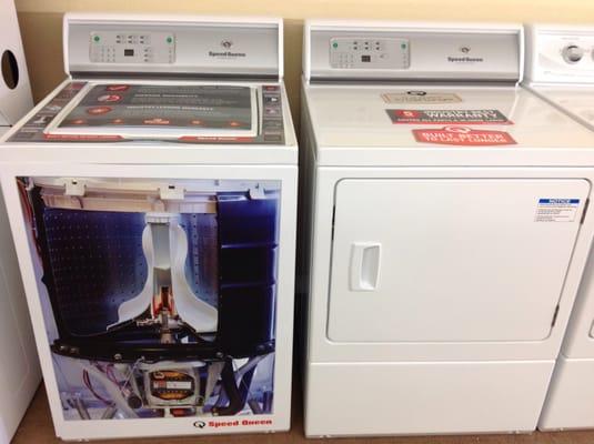 New Speed Queen washer and dryer with modern digital dial. These come with an unheard of 5 year factory warranty parts and labor in home!!!