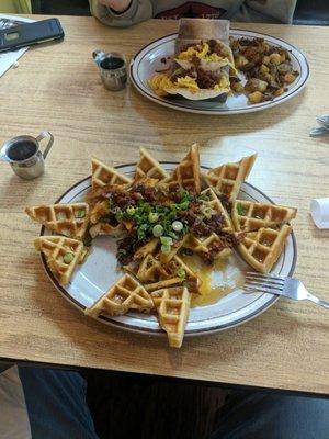 Chicken and Waffle Nachos, the most delicious breakfast I that I can remember!