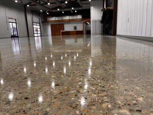 Polished concrete with exposed aggregate