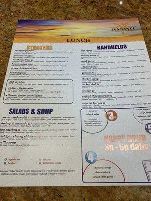 Lunch menu