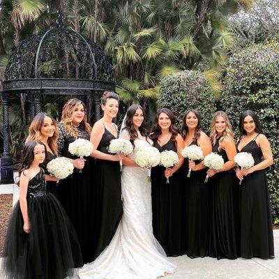 Bridesmaids and bride