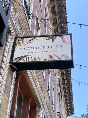 Sacred Fortune sign located at the historic Jensen's Rec Center.