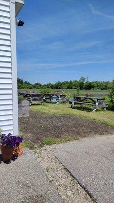 Outside picnic benches