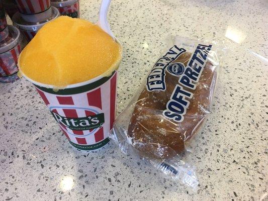 Mango Italian ice is the best + a pretty good soft pretzel