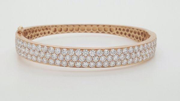 18K Rose Gold Diamond Bangle For Sale Today