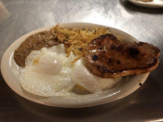 Pork chops and eggs are amazing