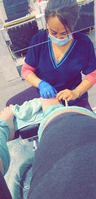 Very nice worker but she did some damage on my toes. She was my nail tech both times.