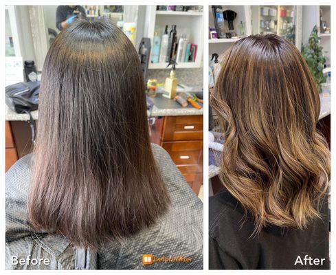 Golden brown balayage