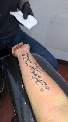 Cherry Blossom with kanji writing!