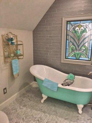 Art Deco stained glass bathroom